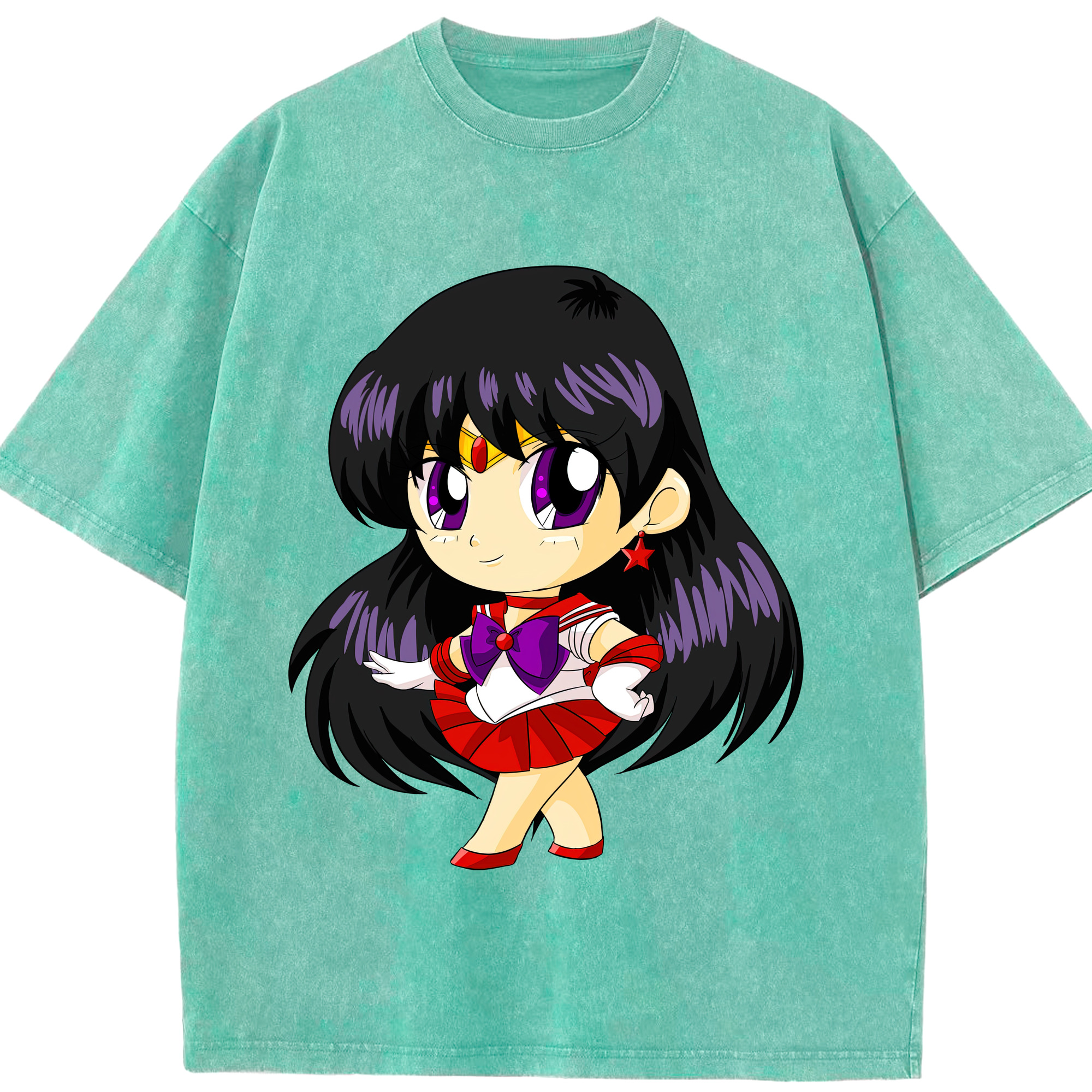 （画像用） 美少女戦士セーラームーン 火野レイ ひの レイ Sailor Moon Hino Rei （セーラーマーズ,Sailor Mars） 綿100% ヴィンテージ風 半袖Tシャツ（フロントプリント）